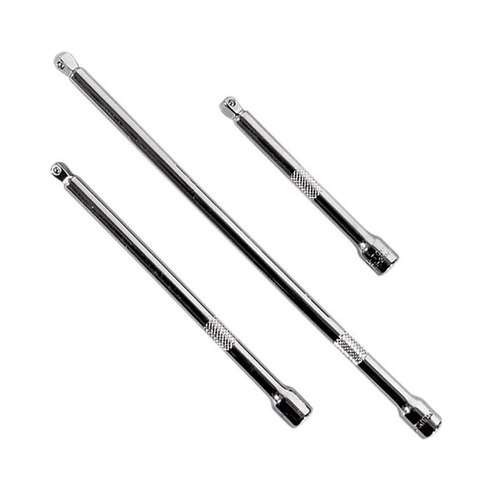 K-Tool International 3-Piece Wobble Socket Extension Set — 1/4in. Drive, 4in., 6in., 9in., Chrome Vanadium Steel, Model# KTI21040